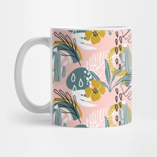 Tropical pattern with exotic plants, cactus, rainbow and modern textures Mug